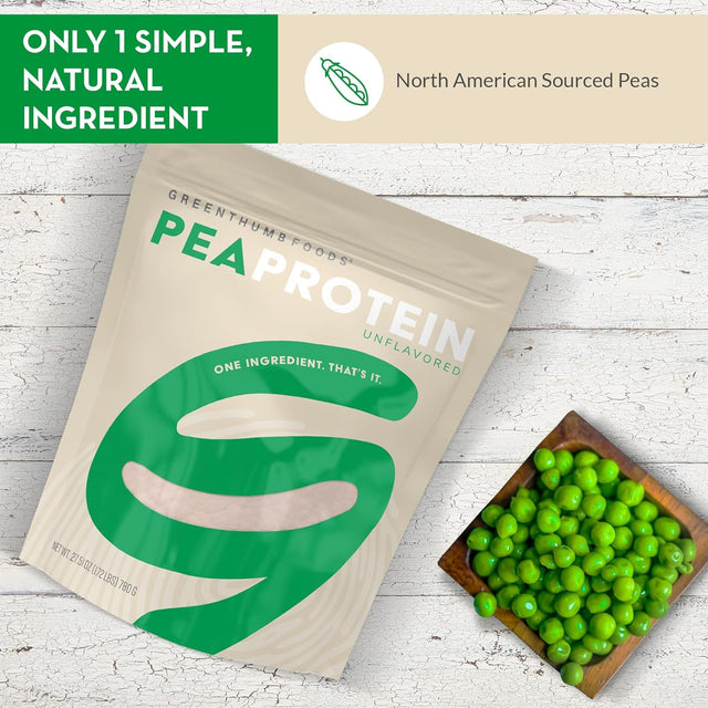 Green Thumb Foods - Pea Protein Powder - Unflavored & Unsweetened - Plant Based - Non-Gmo - Keto-Friendly - Vegan - Fermented Yellow Peas - Dairy, Gluten, Nut, & Soy Free - Shelf Stable - 30 Servings