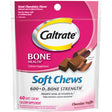 Caltrate Bone Health 600+D3 Chocolate Calcium Soft Chews, 60 Ct