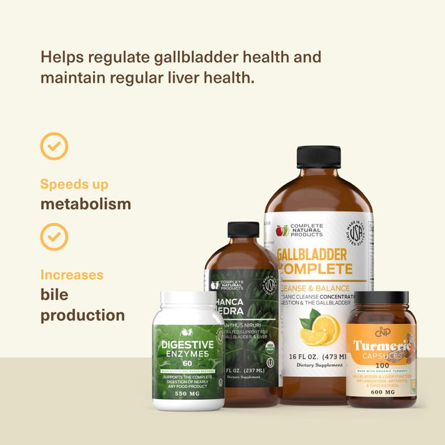 Complete Natural Gallbladder Complete Bundle - Dietary Supplements to Support Metabolism, Gallbladder Function, & Liver Health with Gallbladder Complete, Chanca Piedra, Digestive Enzymes and Turmeric