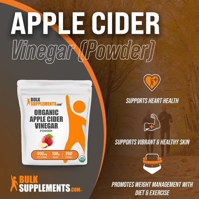 Bulksupplements.Com Organic Apple Cider Vinegar Powder, 500Mg - Heart Health, Digestive Support Supplement (100G - 200 Serv)