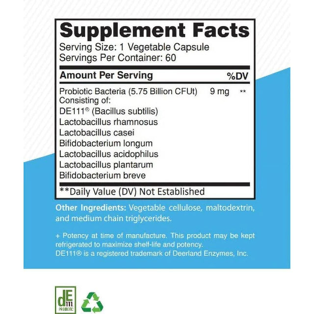 Healblend Probiotics for Digestive Health Support, 11.5 Billion CFU per Serving: DE111, Lactobacillus, Bifidobacterium, Acidophilus Probiotic Supplement, 2-Pack