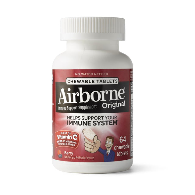 Airborne 1000Mg Vitamin C Immune Support Chewable Tablets, Very Berry Flavor, 64 Count