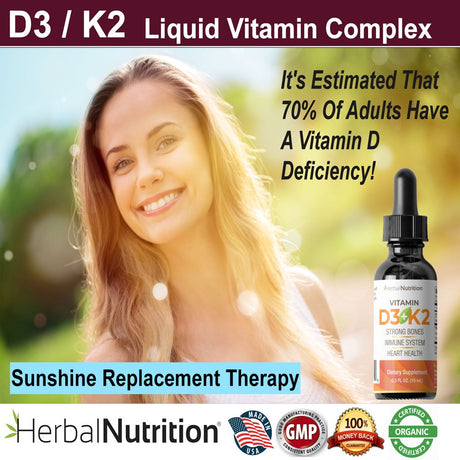 Vitamin D3 Liquid Complex Organic D3 K2 5000Iu 270 Servings from Herbal Nutrition