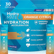 Hydromate Electrolytes Powder Packets Drink Mix Low Sugar Hydration Accelerator with Vitamin C Orange 30 Count