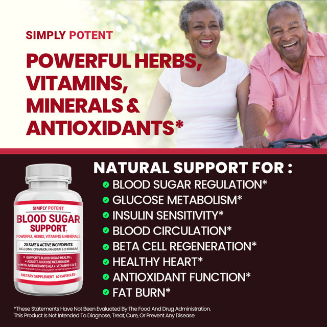 Blood Sugar Support Supplement, 20 Vitamins & Herbs for Diabetics, Sugar Balance & Insulin Resistance, 60 Capsules - Pack of 2