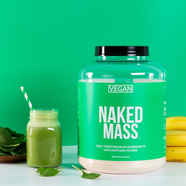 NAKED Nutrition Mass - Vanilla Vegan Weight Gainer - 8Lb Bulk, GMO Free, Gluten Free, Soy Free & Dairy Free. No Artificial Ingredients - 1,230 Calories - 11 Servings