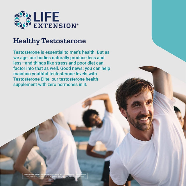 Life Extension Testosterone Elite – Testosterone Production Support Supplement for Men - with Luteolin, Pomegranate and Cacao Seed Extract – Gluten-Free, Non-Gmo, Vegetarian – 30 Capsules