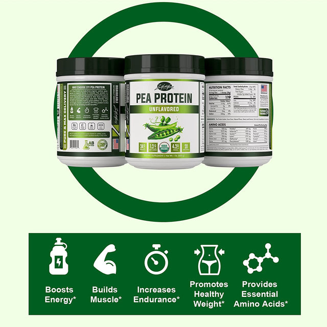 Pure Organic Hydrolyzed Vegan Pea Protein Powder - Easy to Digest, Unsweetened, Natural Unflavored, Dairy Free, Gluten Free, Soy Free, Sugar Free, Non-Gmo with BCAA