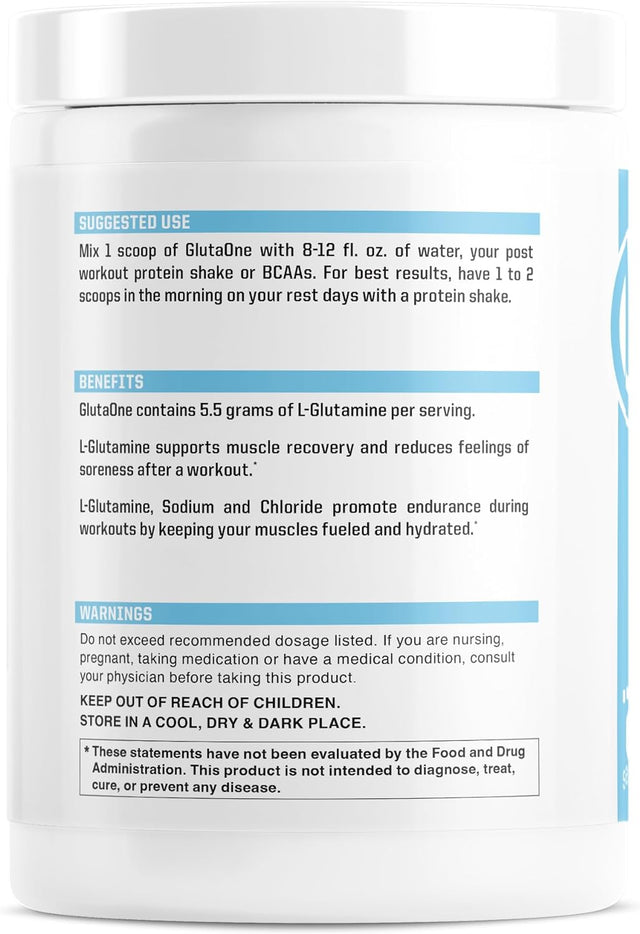 Glutaone L-Glutamine Powder by Nutraone – Post Workout Recovery Supplement (75 Servings)