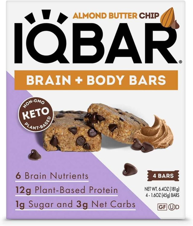 I Brain and Body Keto Protein Bars Almond Butter Chip, 1.6 Oz, 4 Ct