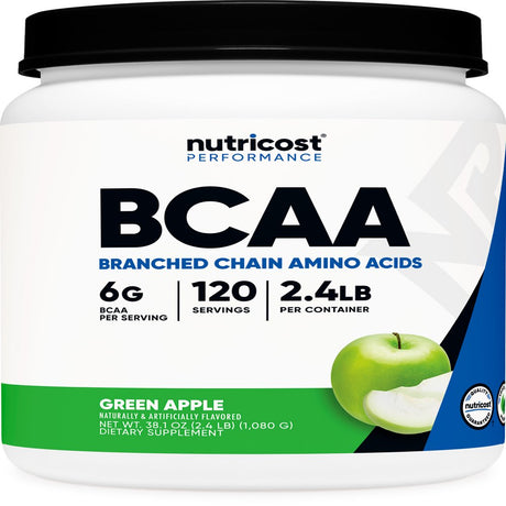 Nutricost BCAA Powder 2:1:1 (Green Apple) 1 Kg - Amino Acid Supplement