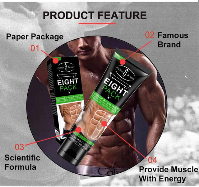 AICHUN BEAUTY Eight Pack for Men Strong Waist Manly Torso Smooth Lines Press Fitness Belly Burning Muscle Fat Remove Renews Skin Weight Loss Slimming Cream 80G