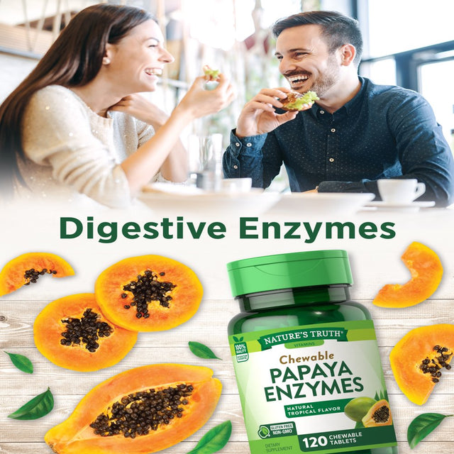 Papaya Enzyme Chewables | 120 Tablets | Digestive Aid | Vegetarian, Non-Gmo & Gluten Free Supplement | by Nature'S Truth