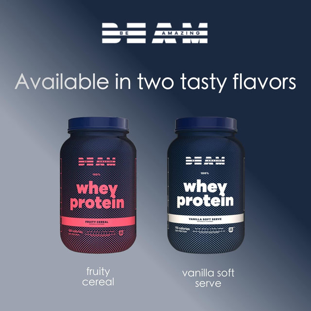 BEAM Be Amazing - Whey Protein Isolate Powder | Soy and Gluten-Free Protein Powder for Muscle Grow Support | Post Workout Shake with Digestive Enzymes & Recovery | Vanilla Soft Serve, 25 Servings