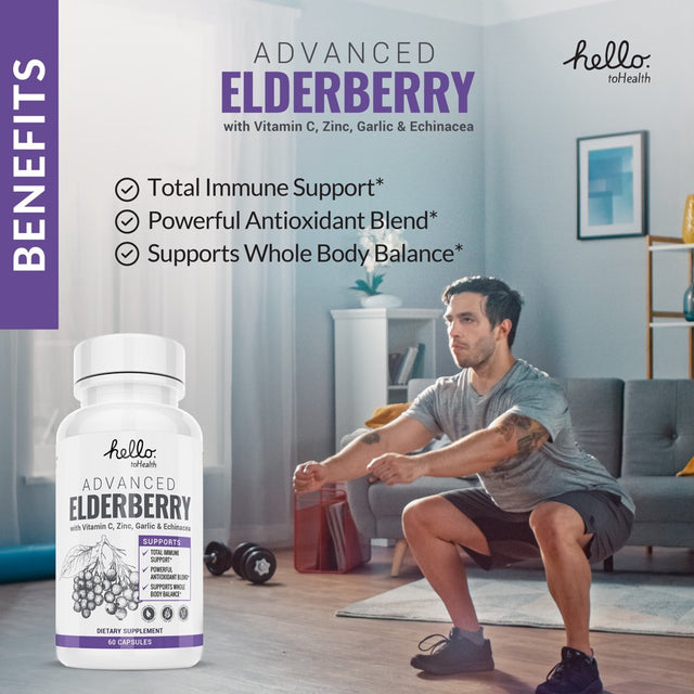 Complete Elderberry Capsules with Vitamin C and Zinc - Total Immune Support Complex - All-Day Immune System Booster for Men and Women - (120 Capsules)