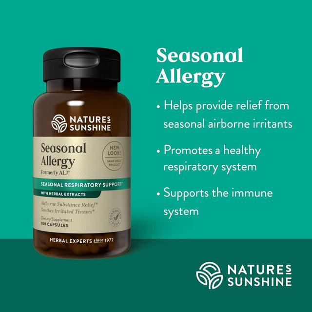 Nature'S Sunshine Seasonal Allergy, 100 Capsules , Herbal Respiratory Supplement Helps Support the Body during Seasonal Changes 100 Count (Pack of 1)