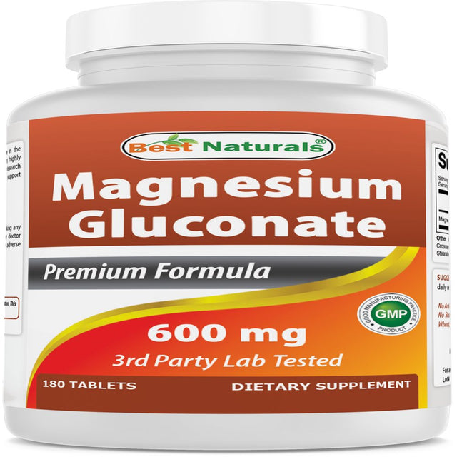 Best Naturals Magnesium Gluconate 600 Mg 180 Tablets