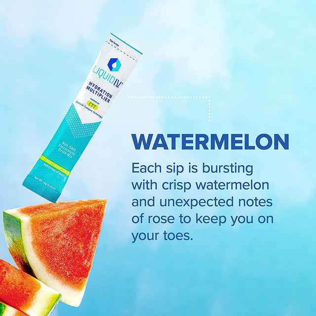 Liquid I.V. Hydration Multiplier - Watermelon - Hydration Powder Packets | Electrolyte Drink Mix | Easy Open Single-Serving Stick | Non-Gmo | 16 Sticks