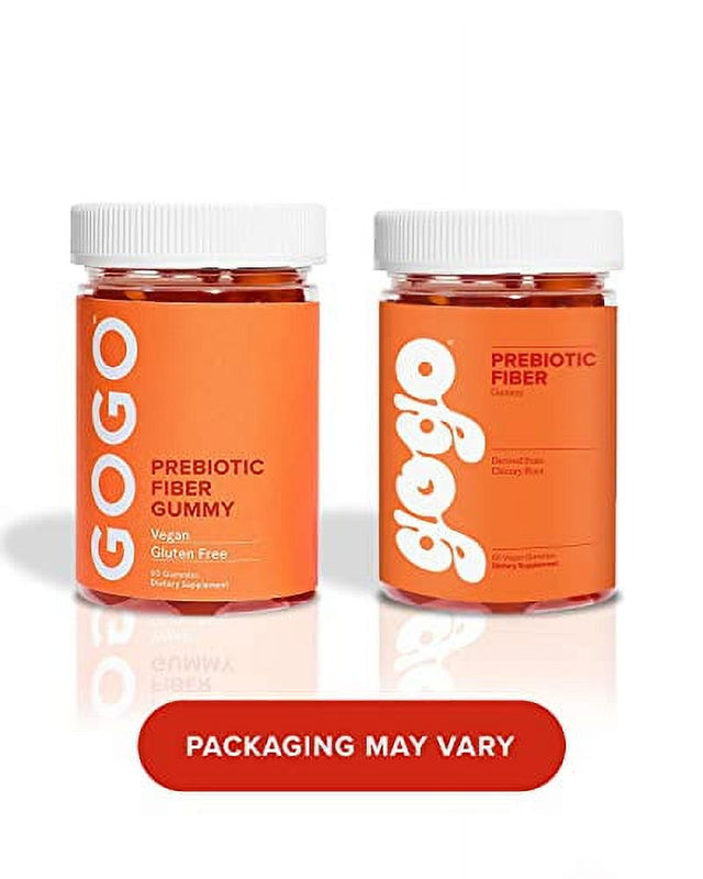 GOGO Prebiotic Fiber 60 Gummies Chicory Root Inulin Gut Health, Constipation Relief & Weight Management