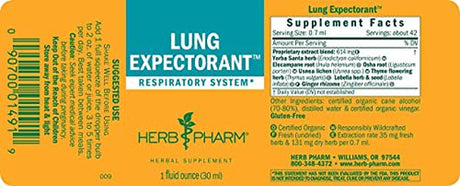 Herb Pharm Lung Expectorant Liquid Herbal Formula to Support Respiratory Immune Response - 1 Ounce