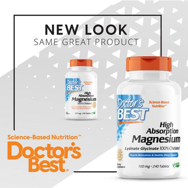 Doctor'S Best - High Absorption 100% Chelated Magnesium, 240 Tablets - 3 Packs