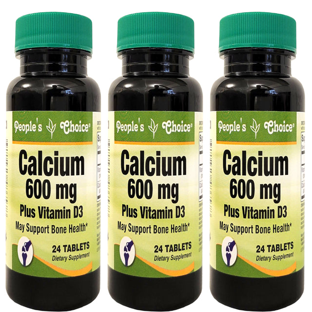 People'S Choice Calcium 600 + Vitamin D3 Bone Breast Health 72 Tablets 3 Pack