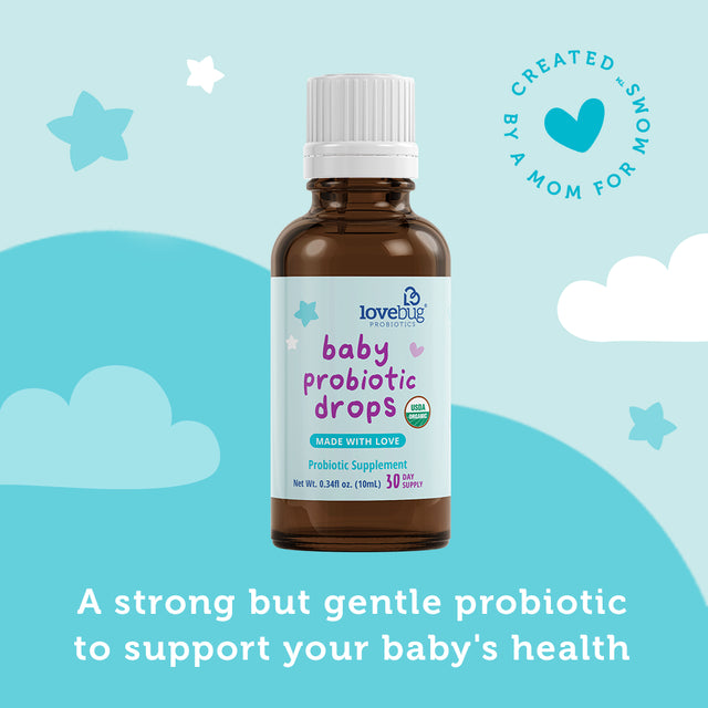 Lovebug Probiotics Baby Probiotic Drops, 5 Billion CFU, 0.34 Fl Oz (10 Ml)