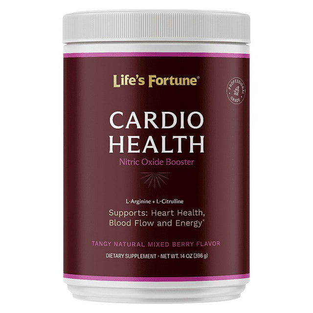 Life'S Fortune Cardio Health-Blood Pressure Supplements, Natural Fruit Punch Flavor, Nitric Oxide Booster, L-Arginine, L-Citrulline, Complete Cardiovascular Support, Vegan, Non-Gmo