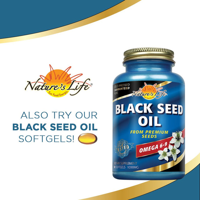 Nature'S Life Black Seed Oil, Pure | Immune, Digestion & Heart Function Support | Hair & Skin Health | 4Oz, 24 Serv.