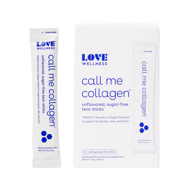 Love Wellness Collagen Peptides Powder, Call Me Collagen, 15 Tear Sticks - Thicker Stronger Hair, Skin & Nails - Unflavored & Easily Dissolves – VERISOL Hydrolyzed Collagen Supplement