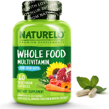 NATURELO Whole Food Multivitamin for Teenage Boys - Vegan - 60 Capsules