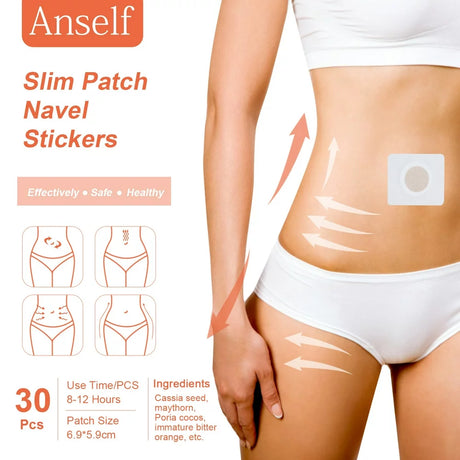 Walmeck 30Pcs Slim Patch Navel Sticker -Obesity Fat Burning for Losing Weight Abdomen Slimming Patch Paste Belly Waist