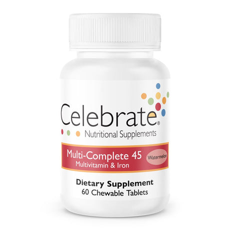 Celebrate Vitamins Multi-Complete 45 Bariatric Multivitamin with Iron Chewables, 45 Mg of Iron, Watermelon, 60 Count