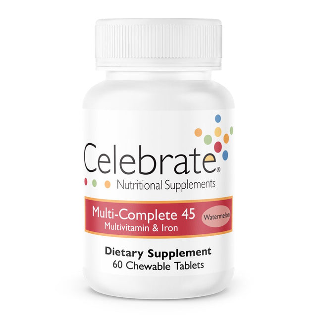 Celebrate Vitamins Multi-Complete 45 Bariatric Multivitamin with Iron Chewables, 45 Mg of Iron, Watermelon, 60 Count