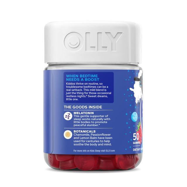 OLLY Kids Sleep Gummy Supplement, 0.5 Melatonin, L Theanine, Raspberry, 50 Ct