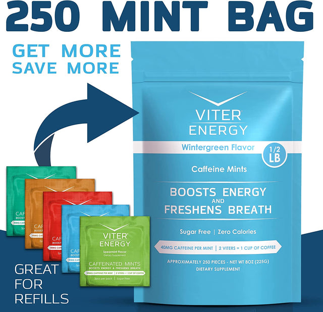 Viter Energy Caffeinated Mints 40Mg Caffeine, B Vitamins, Sugar Free. (Variety, 3Pcs, 5 Pack)