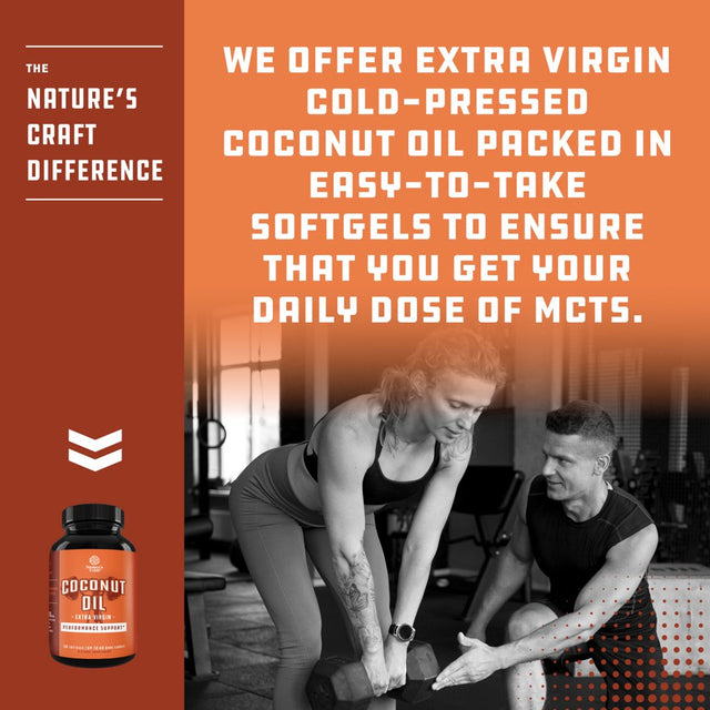 Extra Virgin Coconut Oil Softgels - MCT Coconut Oil Softgels 1000Mg per Serving Energy Booster and Potent Supplement with Caprylic Acid - Natural Coconut Oil Pills with Hair Skin and Nails Vitamins