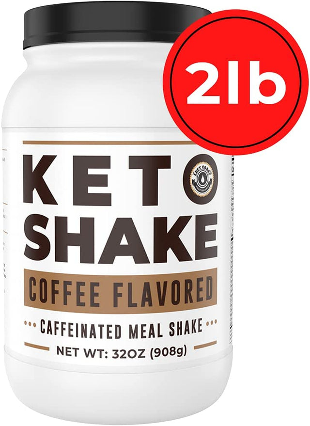 Keto Breakfast Shake Meal Replacement, 2Lb Coffee Protein Powder, Iced Coffee with Collagen Protein, High Fat, Low Carb, Sugar Free