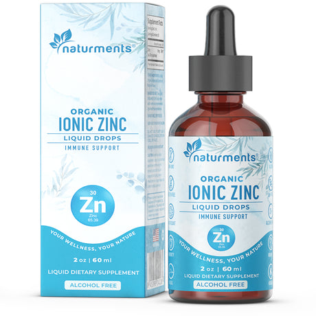 Naturments Zinc Liquid Drops Supplement: Immune Support - Maximum Strength Pure Organic Ionic Liquid Zinc Sulfate for Adults & Kids - Brain and Thyroid Support - Vegan, Non-Gmo, Gluten Free - 2 Oz