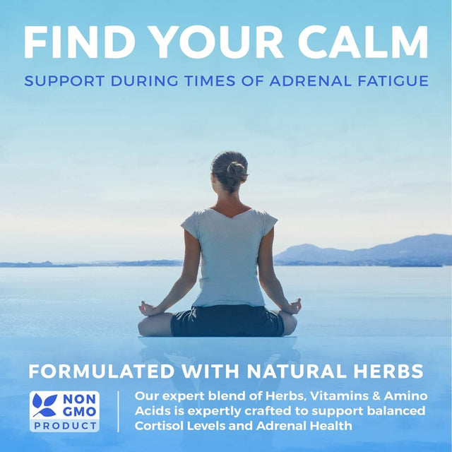 Healths Harmony Adrenal Support Supplement (NON-GMO) Adrenal Health with L-Tyrosine and Ashwagandha - Helps Maintain Balanced Cortisol Levels - Helps Stress Relief - 60 Capsules