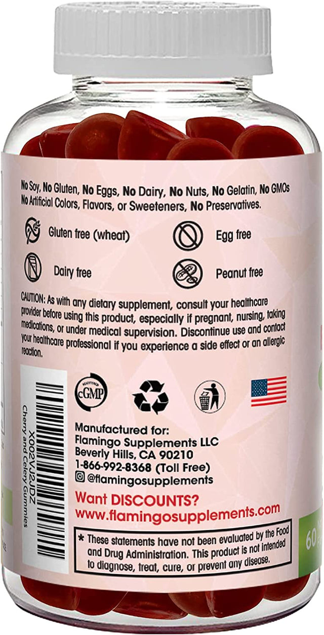 Tart Cherry Gummies (2000Mg) with Celery Extract (400Mg)- Uric Acid Cleanse, Sleep, and Joints- Tart Cherry Extract Alterative to Tart Cherry Juice Concentrate, Capsules, or Powders - 60 Count