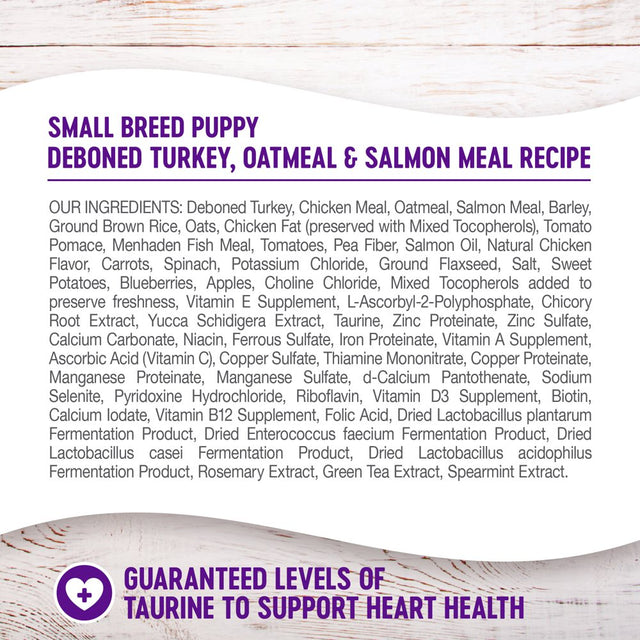 Wellness Complete Health Natural Dry Small Breed Puppy Food, Turkey, Salmon & Oatmeal, 4-Pound Bag