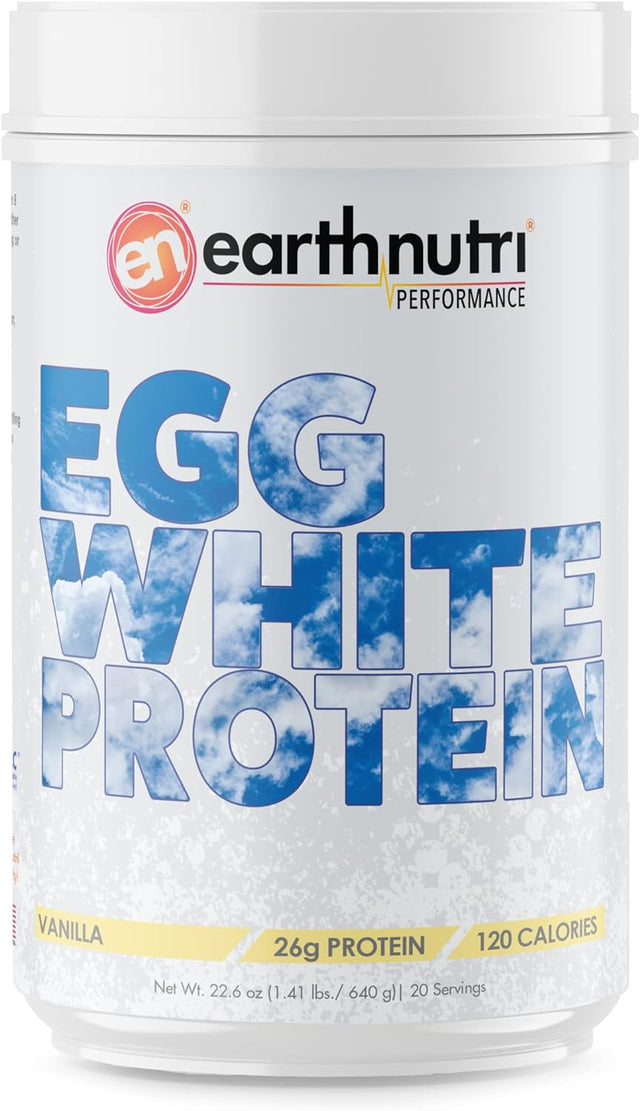 Earthnutri - Egg White Protein Powder for Workout and Muscle Growth Support, Non-Gmo and Gluten-Free Vanilla Egg White Protein, Makes 20 Protein Drinks