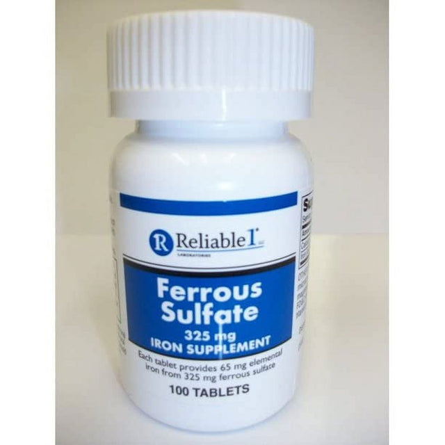 Iron Supplement Ferrous Sulfate 325Mg by Reliable 1 | Iron Pills for Women and Men | Iron Supplements for Anemia and Iron Deficiency | 100 Iron Tablets per Bottle