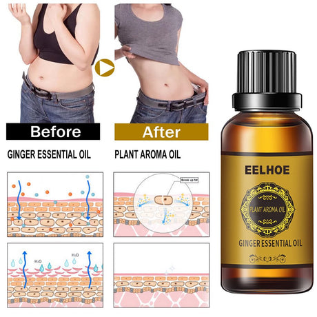 5PCS Pure Ginger Essential Oil,Belly Drainage Ginger Oil,Lymphatic Drainage Ginger Oil,Fat Burning, Weight Loss,30Ml