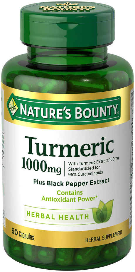 Nature’S Bounty Turmeric Supplement + Black Pepper Extract, 1000Mg, 60 Ct