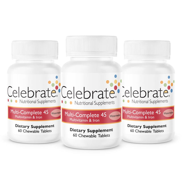 Celebrate Vitamins Multi-Complete 45 Bariatric Multivitamin with Iron Chewables, 45 Mg of Iron, Watermelon, 180 Count