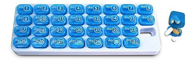 31 Day Monthly Pill Organizer Pods - Keep a Months Supply of Medications, Vitamins & Supplements Ready to Go - Great Pill Box for Travel BPA Free - Unconditional Guarantee