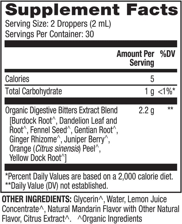 Dr. Mercola Organic Digestive Bitters, 1 Bottle (2 Fl Oz.), Supports Normal Digestion and Overall Gastrointestinal Health*, Non GMO, Soy Free, Gluten Free, USDA Organic