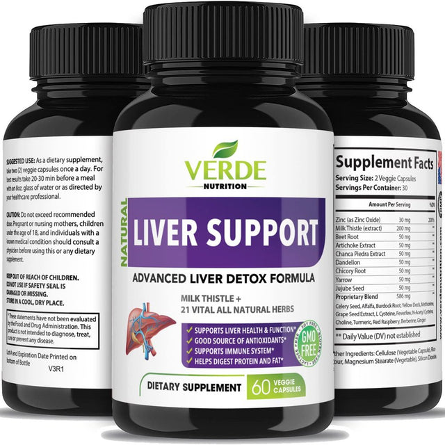 All Natural Herbal Liver Support Supplement, Cleanse and Detox | Liver Aid, Liver Health, Liver Detoxifier Regenerator | Advanced & Fast-Acting Milk Thistle Extract Ginger & Turmeric Formula